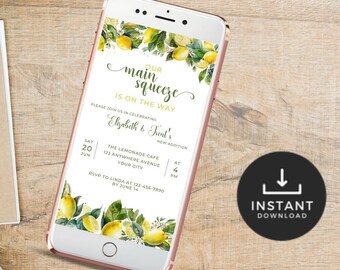 Lemon Baby Shower E-vite, Main Squeeze Theme (Digital Invitation) BS35