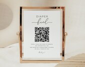 Diaper Fund Sign. Minimalist Shower. Cash Gift For Baby Shower. Self Edit QR Code. Baby Shower Decorations. Printable Instant Download. MEL