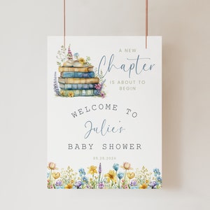 A New Chapter Baby Shower Decor. Storybook Welcome Sign. Book Themed Baby Shower Poster. Editable Template. Printable Welcome Board. BS25