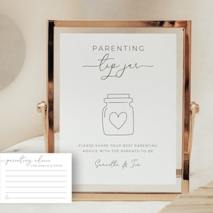 Parent Tip Jar. Baby Shower Activity Card & Sign. Editable Template. Parenting Advice Card. Gender Neutral Sign. Baby Game Printable. MEL