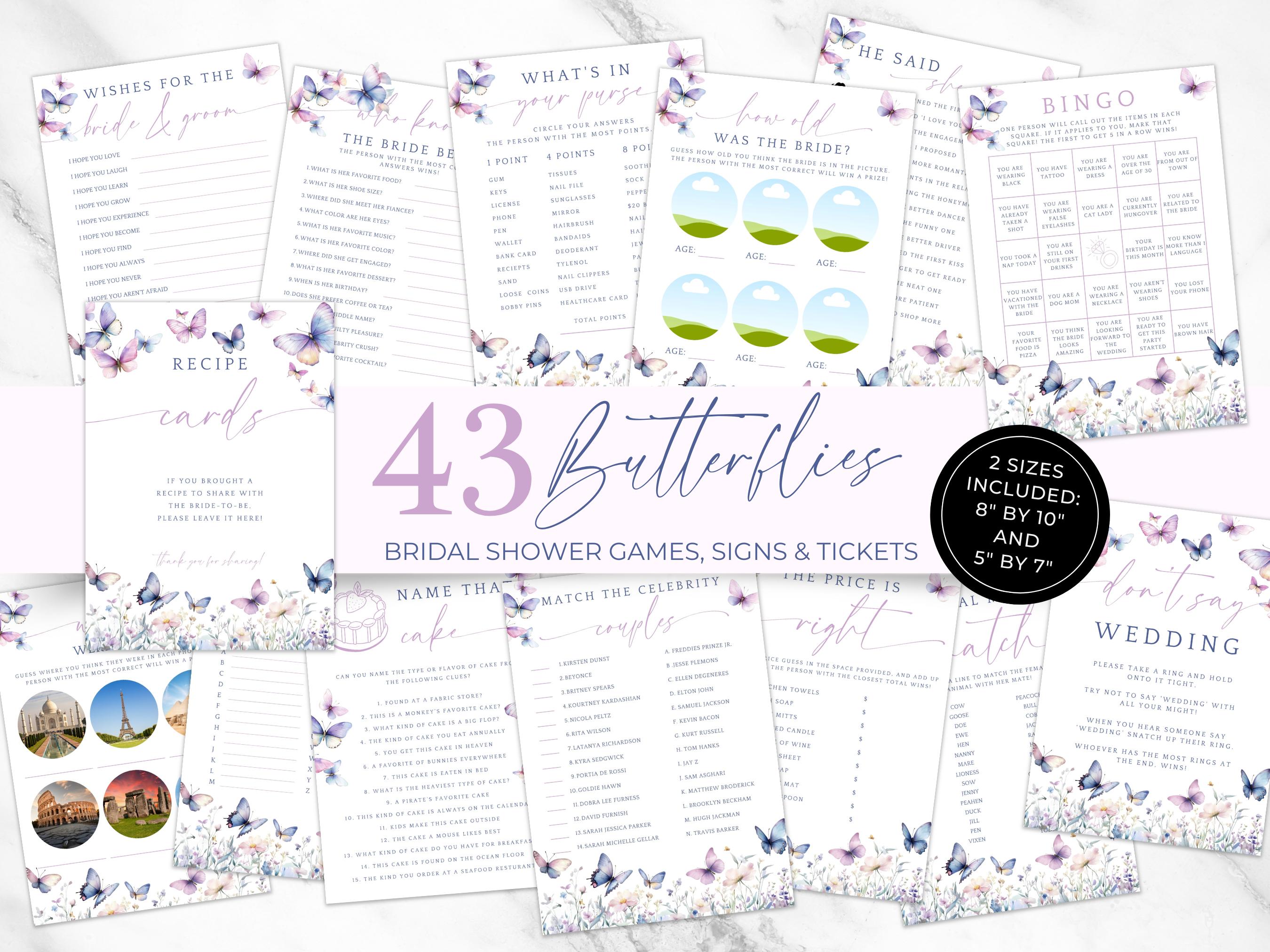 Lifetime Of Butterflies Bridal Shower Games. Editable Bachelorette Activities. Wildflower Bridal Shower. Printable Digital Download. FLL82