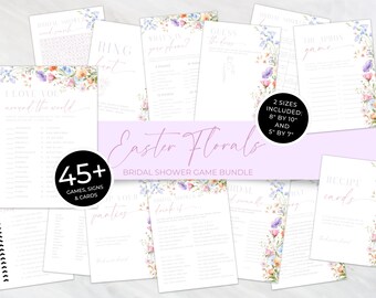 Floral Bridal Shower Games Bundle: Pastel Spring Bachelorette Activities (Digital Download) WS08