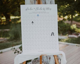 Wedding Guest Book Alternative Drawing Their Faces. Minimalist Interactive Fun Sign Our Doodle Guestbook Printable. Editable Template. GRD