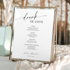 Drunk In Love Wedding Sign. His Hers Ours Menu. Reception Bar List Printable. Editable Cocktail Sign Template. Custom Reception Signage. GRD