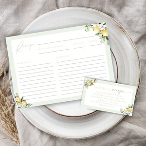 Main Squeeze Bridal Shower Recipe Card. Printable Recipe Request Card Bundle. Summer Citrus Shower. 5 by 7 Template. Digital Download. FLL03