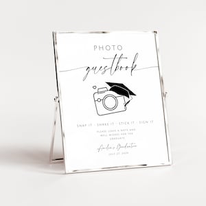 Photo Guestbook Graduation Sign. Polaroid Grad Guestbook. Modern Class of 2025 Party Decor. Editable Template. Personlized Printable. SCH4