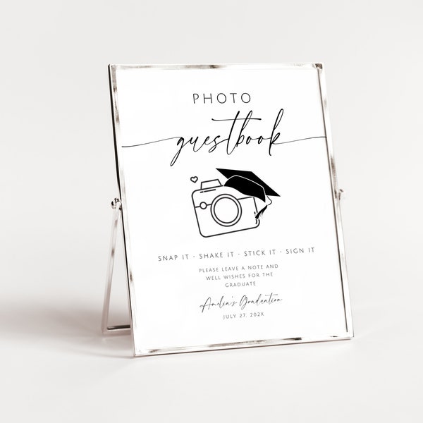 Photo Guestbook Graduation Sign. Polaroid Grad Guestbook. Modern Class of 2026 Party Decor. Editable Template. Personlized Printable. SCH4