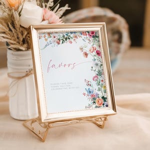 Wedding Favor Sign Template. Please Take a Favor Sign. Colorful Wildflowers Printable. Editable Canva. Love In Bloom Bridal Signage. FLL01