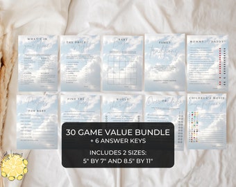 Cloud 9 Baby Shower Games. Editable Gender Neutral Cloud Nine Baby Shower Bundle. Instant Download. Fun Baby Shower Games. Printable. FLL13