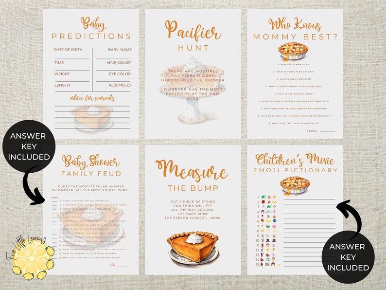 Fall Pie Printable Printable Fall Pie Themed Baby Shower Games. A Cutie Pie is on the Way ...