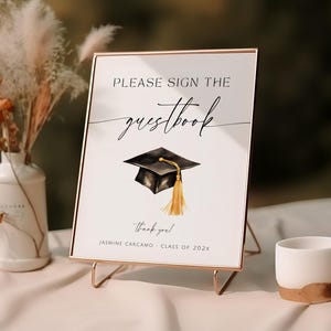 Please Sign Guestbook For Graduation. Sign the Guestbook Printable Table Sign. Modern Class of 2025  Party Decor. Editable Template. SCH4