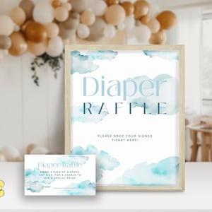 Cloud Nine Diaper Raffle Sign and Card. Boy Baby Shower. Blue We&#39;re On Cloud 9 Decor Sign. Baby Shower Diaper Raffle. It&#39;s a boy. FLL13