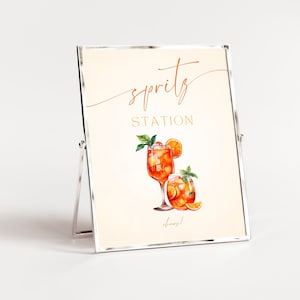 Aperol Spritz Bridal Shower Decor. Spritz Station Sign. Signature Cocktail. Bar Menu Editable Template. Baby Bridal Shower Signage. FLL08