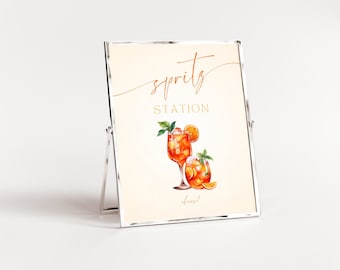 Aperol Spritz Bridal Shower Decor. Spritz Station Sign. Signature Cocktail. Bar Menu Editable Template. Baby Bridal Shower Signage. FLL08
