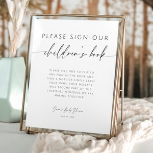 Please Sign Baby Book. Please Sign Our Children's Book Guestbook. Minimalist Baby Shower Table Decor. Editable Template. Printable Sign. GRD