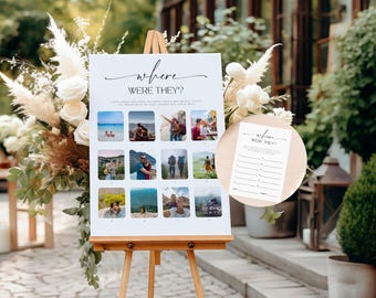 Where Were They Bridal Game Poster. Minimalist Photo Guessing Game Card And Sign. Couples Shower Game Poster. Editable Canva Template. GRD