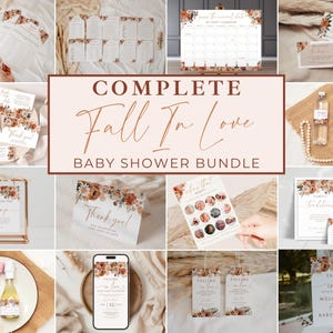 Falling In Love Baby Shower Bundle. Autumn Florals Fall In Love With Baby Theme. Invite Games Signs Decor & Favors. Editable Template. BS20