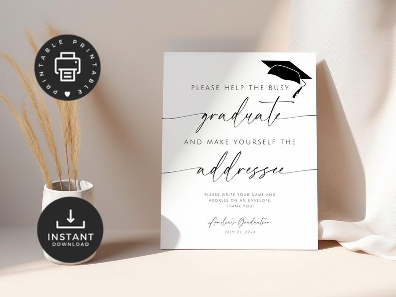 Graduate Printable Sign Envelope Sign Graduate. Printable 8x10 Help the Busy Graduate Sign ...