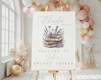 New Chapter Bridal Shower Decor. Storybook Welcome Poster. Book Themed Wedding Shower. Editable Template. Printable Welcome Board. FLL25