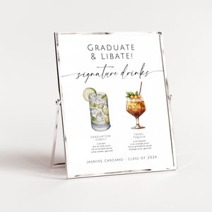 Graduation Signature Cocktail Signs. Editable Signature Drink Template. Printable Grad Bar Menu. Modern Class of 2025 Party Decor. SCH4