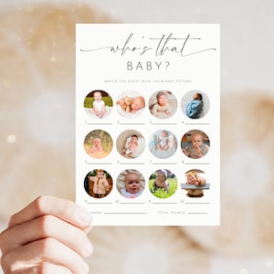 Who's That Baby Photo Game. Modern Minimalist Guess Who Baby Shower Activity. Guest Baby Photo Custom Game. Printable Instant Download. GRD