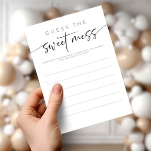 Guess The Sweet Mess Baby Shower. Minimalist Baby Shower. Instant Download. Dirty Diaper Printable Game. Candy Bar. Game Card Trivia. SER