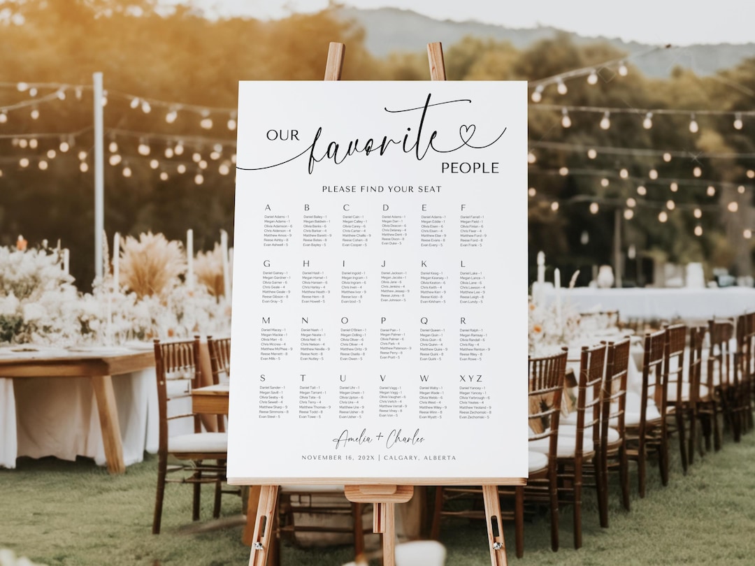 Wedding Seating Chart Last Name. Elegant Find Your Seat Template. Our