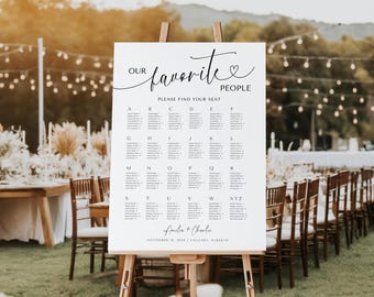 Wedding Seating Chart Last Name. Elegant Find Your Seat Template. Our Favorite People Alphabetical Table Arrangement. Instant Download. WTL