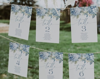 Wedding Seating Chart Cards Dusty Blue. Printable Wedding Guest Seating Chart With Names. (Digital Download) WED4