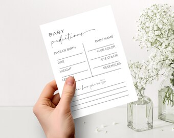 Minimalist Baby Prediction And Advice. Baby Guesses Writing Cards. Advice For Parents. Simple Gender Neutral. Editable. Instant Download SEN