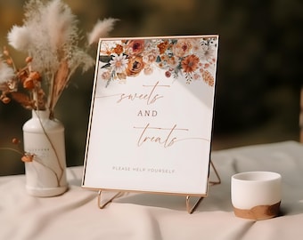 Sweets & Treats Sign, Autumn Floral Dessert Table (Printable Download) FLL20