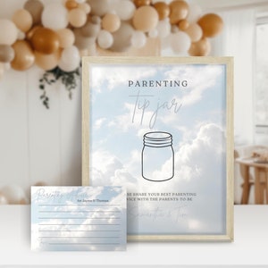 Elterntipp-Glas zum Ausdrucken. Cloud Nine Babyparty. Geschlecht Neutral. Cloud 9 Bearbeitbares Zeichen. Sofortiger Download. Hinweiskarte für Eltern. FLL13