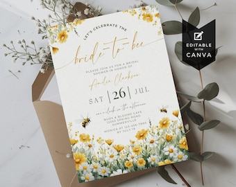 Bride To Bee Shower Invite. Bride To Bee Invitation Canva. Editable Honey Bee Template. She Found Her Honey Wedding Shower. Printable. FLL41