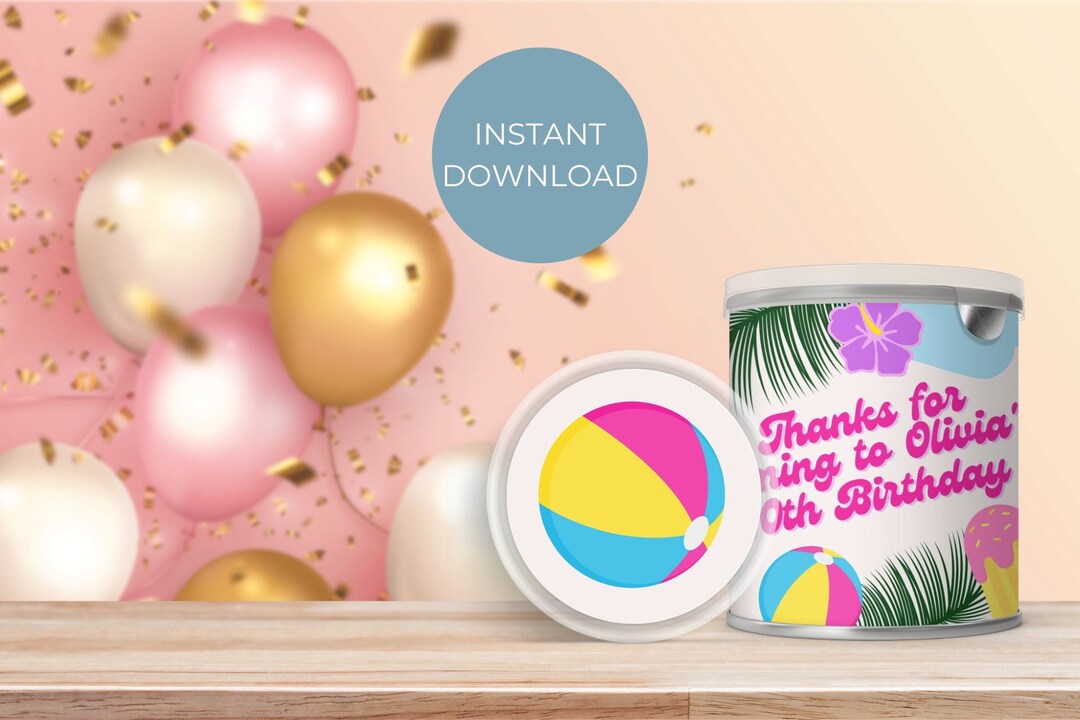 Printable Pringles Label. Custom Party Favor. Pringles Can Wrapper &amp; Lid. Girls 10th Birthday ...