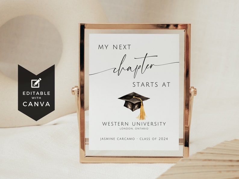 Graduation printable Sign My Next Chapter. Personalized Graduation Party Decoration. Modern Class of 2026 Printable. Editable Template. SCH4 image 3
