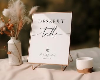 Printable Dessert Bar Sign. Modern Minimalist Wedding Sweet Station Table Signage. Printable Candy Bar Poster. Editable Template. GRD