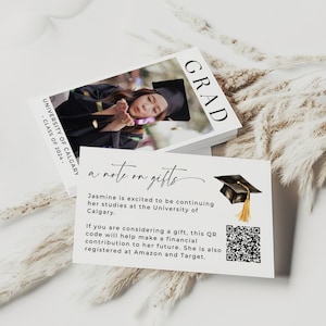 Graduation Announcement 2025 QR Code. College Fund Card Venmo Grad Insert Card. Grad Gift Registery. Class of 2025. Editable Template. SCH4
