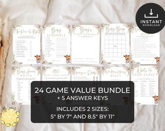 Holy Cow Baby Shower Games Bundle. Gender Neutral Baby Shower. Fun Baby Shower Games. Printable Game. Ranch Farm Baby. Holy Cow Decor. BS40
