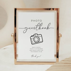 Photo Guestbook Sign Printable Baby Shower Guest Book Sign Template Polaroid Sign Leave A Pic Snap It Shake It Editable Instant Download MEL
