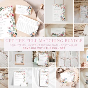 Bridal Shower Welcome Sign Wild flowers. Boho Floral Wedding Shower Welcome Poster Printable. Editable Spring Garden Party Template. FLL01 image 2