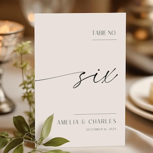 Minimalist Table Number Cards. Editable Template. Elegant Calligraphy. Printable Boho Wedding Sign. Wedding Decor For Table Centerpiece. GRD