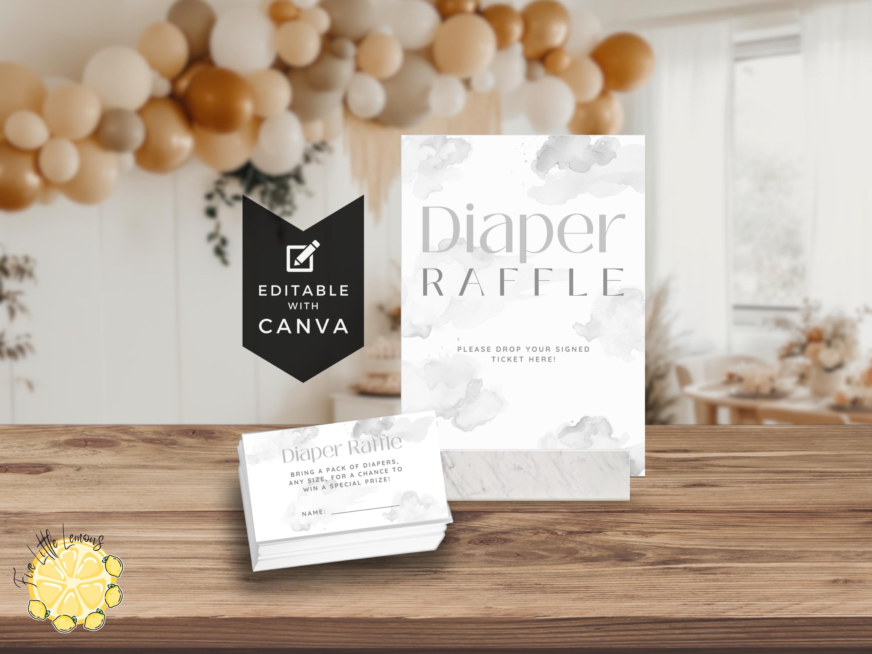 Cloud Nine Diaper Raffle Sign and Card. Gender Neutral Shower. Grey We ...
