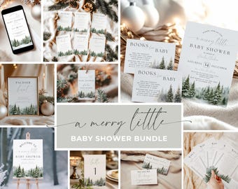 A Merry Little Baby Shower Bundle. Christmas Winter Wonderland Invitation Set. Gender Neutral. Editable Holiday Decor Games & Favors. BS93