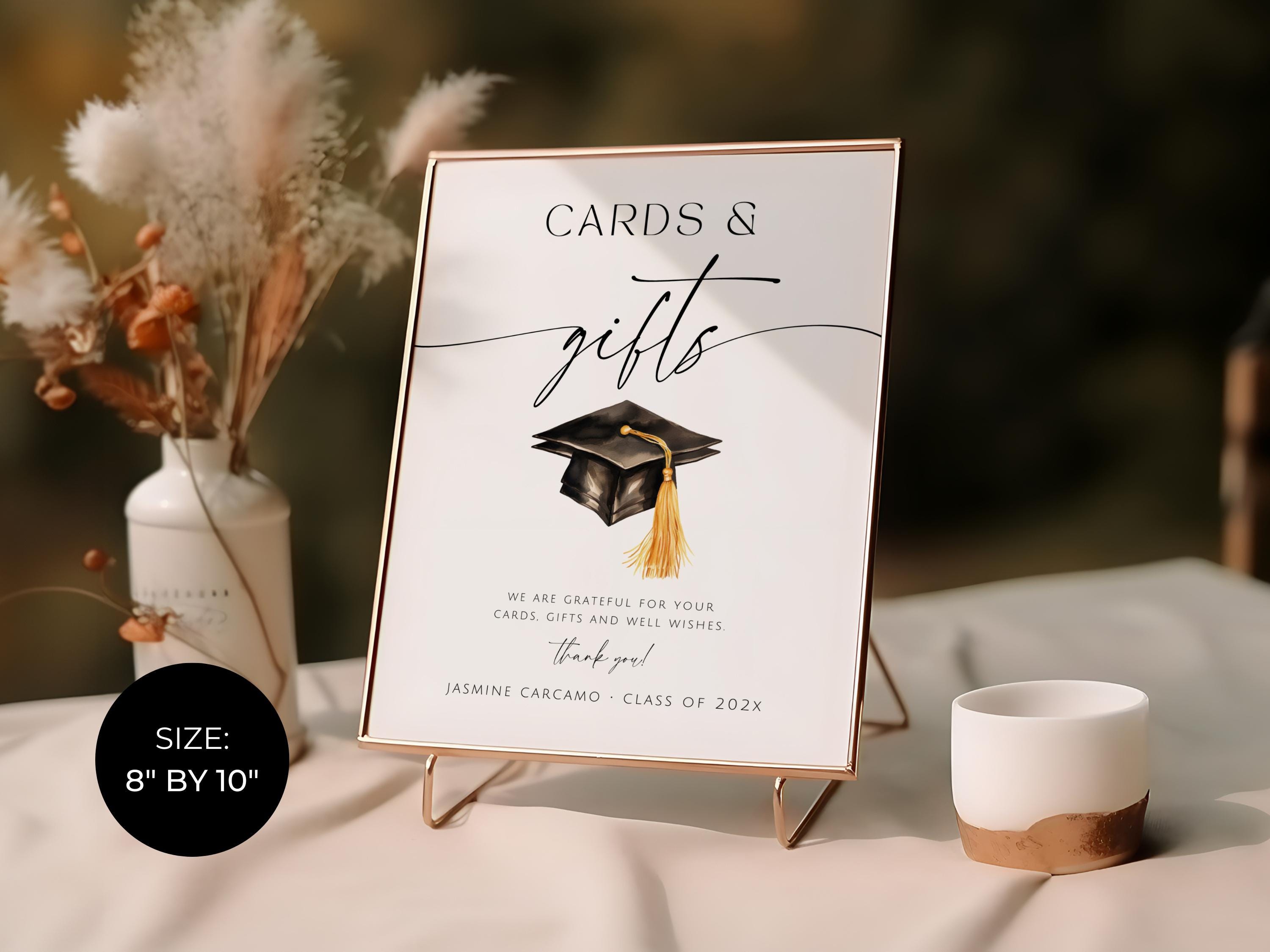 Cards and Gifts Graduation Sign. Minimalist Graduate Gift Table Decor ...