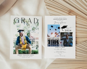 Graduation Invites 2026 With Photo Boy Template. (Digital Download) SCH4