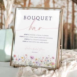 Bouquet Bar Sign Canva. Wildflower Build Your Own Bouquet Editable Template. Floral Bridal Baby Shower. Flower Bar Cart Printable. BS53