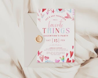 Favorite Things Party Invitation Galentines. Girls Night Invite. Valentine's Day Brunch. Editable Template. Printable Instant Download.