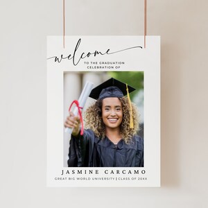 Graduation Welcome Sign With Photo Template. Modern Minimalist Grad Party Poster. Editable Canva Template. Instant Download. SCH4