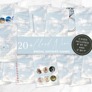 Bridal Shower Games Cloud 9 Bundle. The Bride Is On Cloud Nine Wedding Shower Set. Editable Hen Party Pack. Bachelorette Activities. FLL04