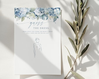 Bridal Shower Game Cards - Guess Over Or Under Wedding Party Game, 25 Cards, Minimalist Blue Design, 5x7 Inches